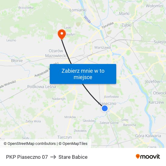 PKP Piaseczno 07 to Stare Babice map