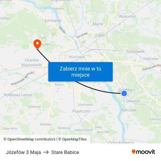 Józefów 3 Maja to Stare Babice map
