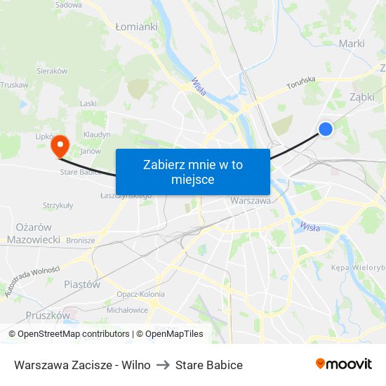 Warszawa Zacisze - Wilno to Stare Babice map