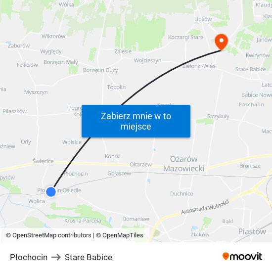 Płochocin to Stare Babice map