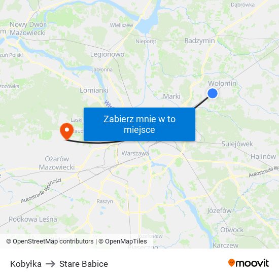 Kobyłka to Stare Babice map