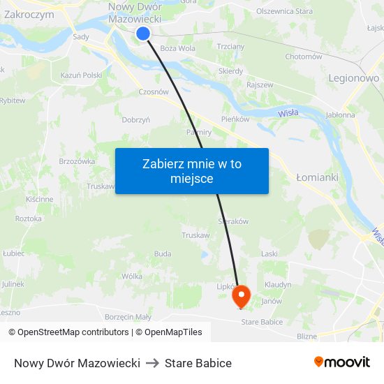 Nowy Dwór Mazowiecki to Stare Babice map