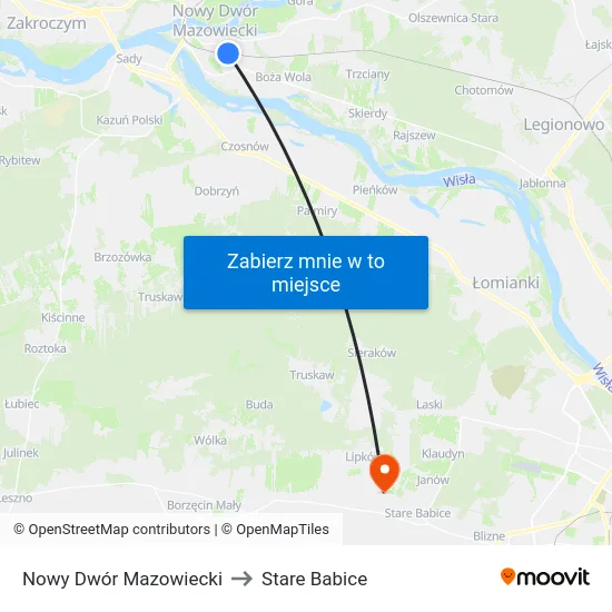 Nowy Dwór Mazowiecki to Stare Babice map