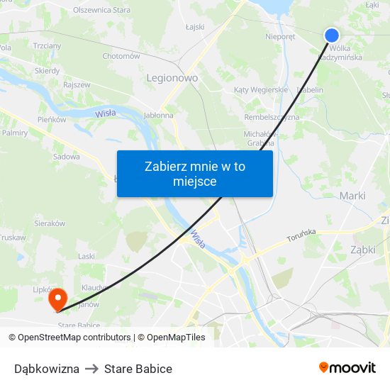 Dąbkowizna to Stare Babice map