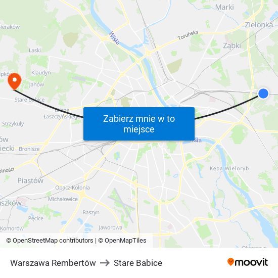 Warszawa Rembertów to Stare Babice map