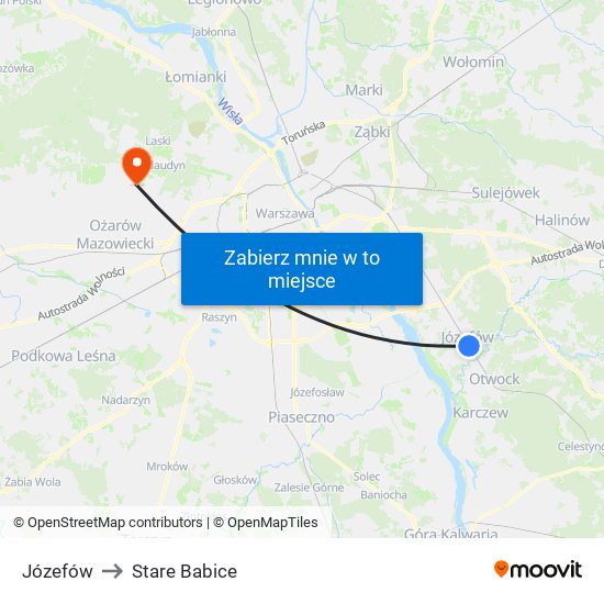 Józefów to Stare Babice map