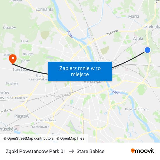 Ząbki Powstańców Park 01 to Stare Babice map