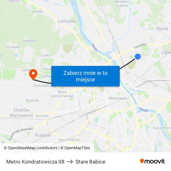 Metro Kondratowicza 08 to Stare Babice map