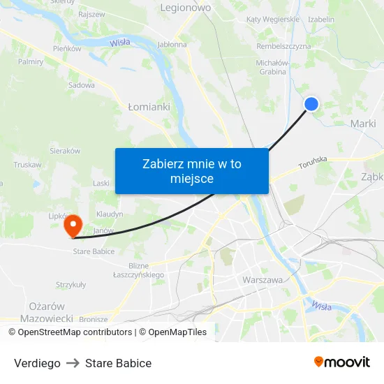 Verdiego to Stare Babice map