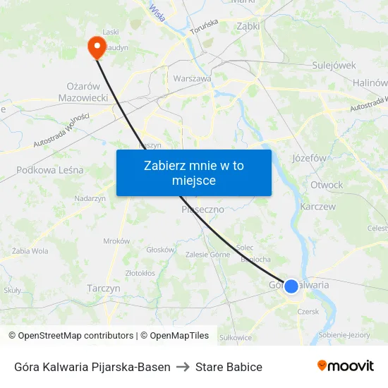 Góra Kalwaria Pijarska - Basen to Stare Babice map