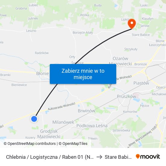 Chlebnia / Logistyczna / Raben (Nż) to Stare Babice map