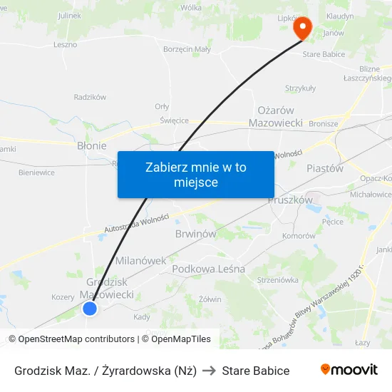 Grodzisk Maz. / Żyrardowska (Nż) to Stare Babice map