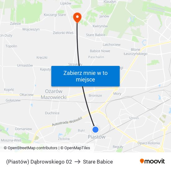 (Piastów) Dąbrowskiego 02 to Stare Babice map