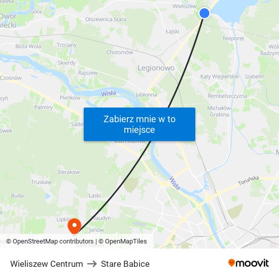 Wieliszew Centrum to Stare Babice map