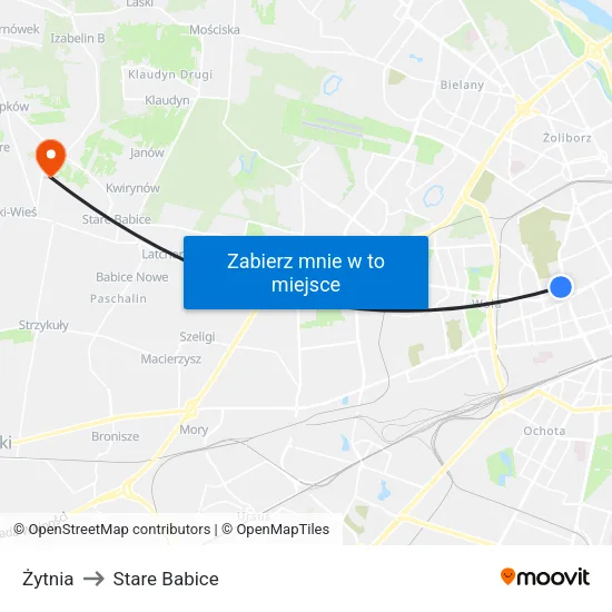 Żytnia to Stare Babice map