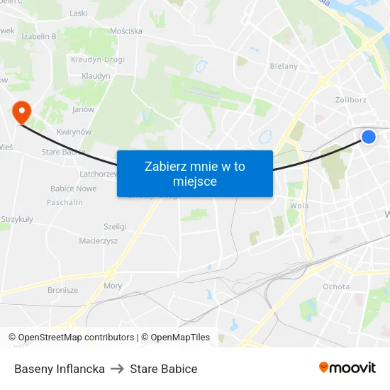 Baseny Inflancka to Stare Babice map