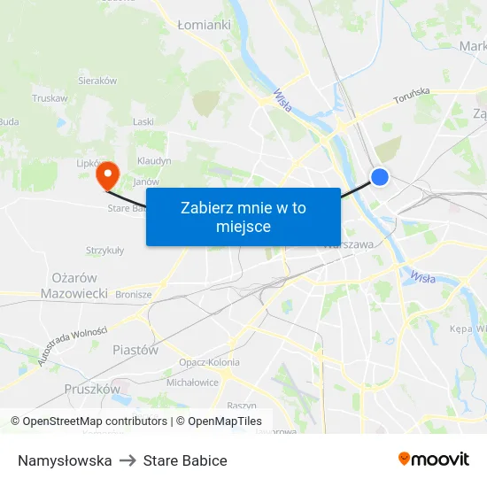 Namysłowska to Stare Babice map