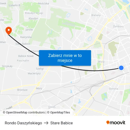 Rondo Daszyńskiego to Stare Babice map