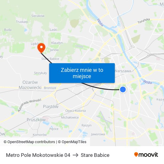 Metro Pole Mokotowskie 04 to Stare Babice map