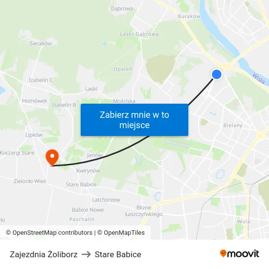 Zajezdnia Żoliborz to Stare Babice map
