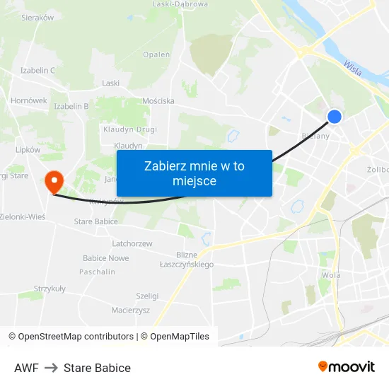 AWF to Stare Babice map