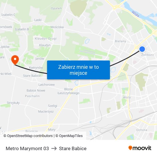 Metro Marymont to Stare Babice map