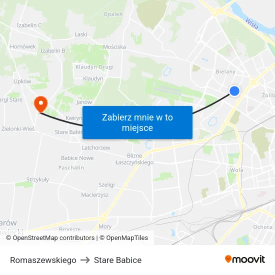 Romaszewskiego to Stare Babice map