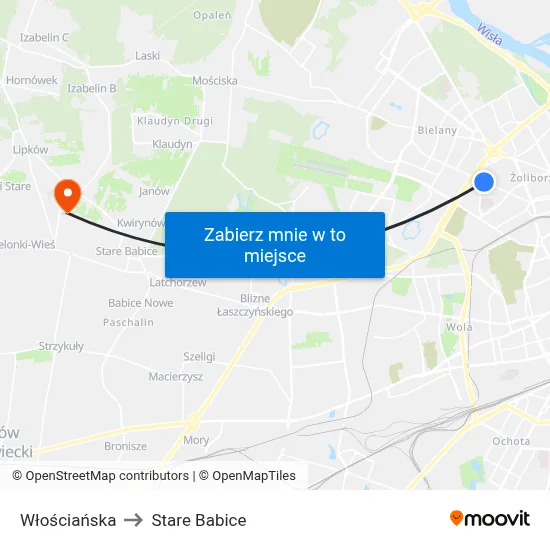 Włościańska to Stare Babice map