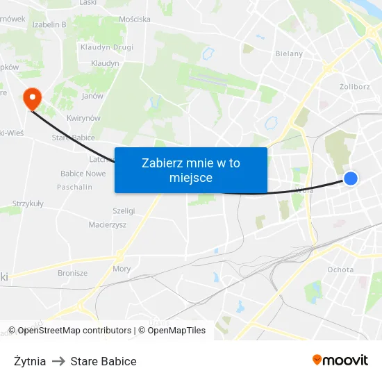 Żytnia to Stare Babice map