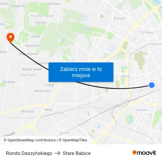 Rondo Daszyńskiego to Stare Babice map