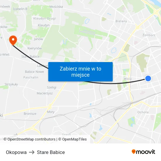 Okopowa to Stare Babice map