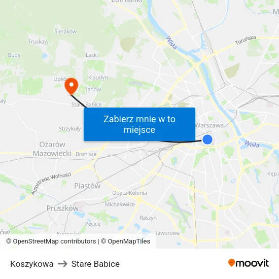 Koszykowa to Stare Babice map