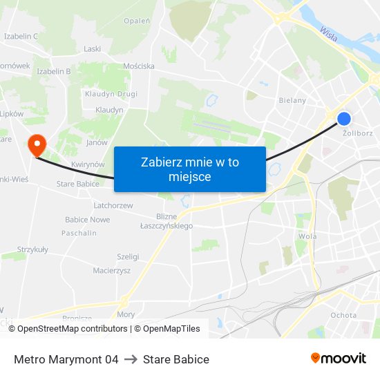 Metro Marymont 04 to Stare Babice map