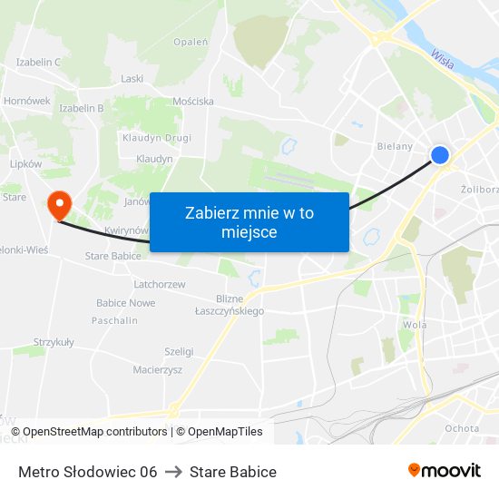 Metro Słodowiec 06 to Stare Babice map