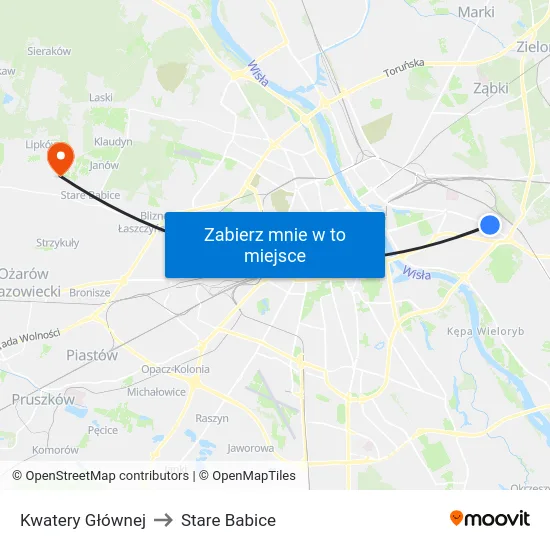 Kwatery Głównej to Stare Babice map