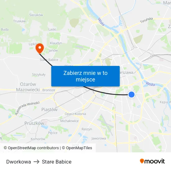 Dworkowa to Stare Babice map