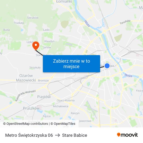 Metro Świętokrzyska to Stare Babice map