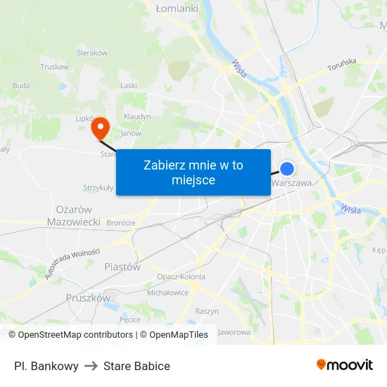 Pl. Bankowy to Stare Babice map