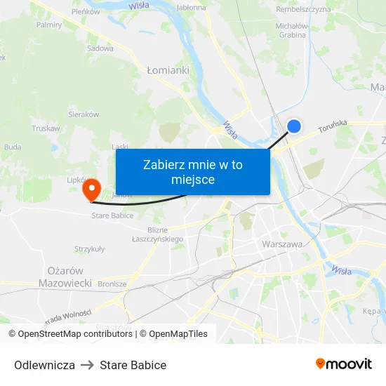 Odlewnicza to Stare Babice map