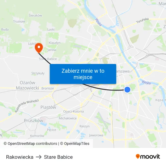 Rakowiecka to Stare Babice map