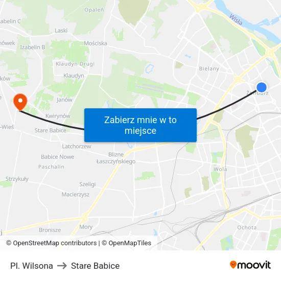 Pl. Wilsona to Stare Babice map
