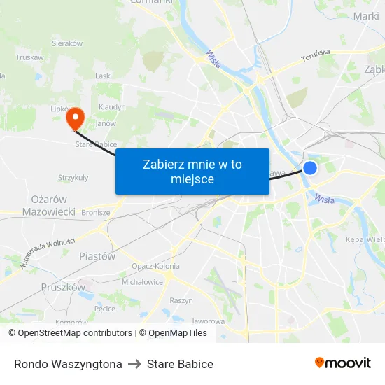 Rondo Waszyngtona to Stare Babice map