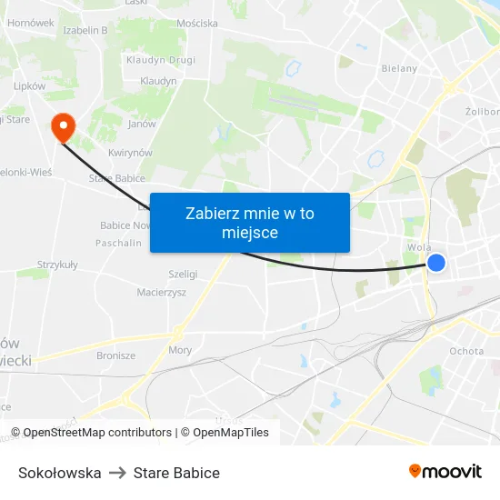Sokołowska to Stare Babice map