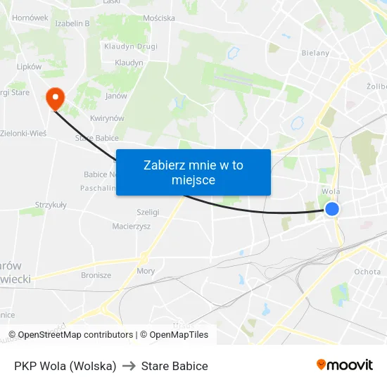 PKP Wola (Wolska) to Stare Babice map