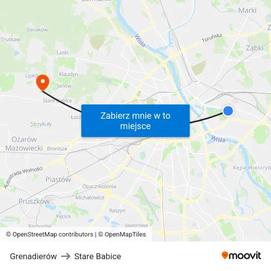 Grenadierów to Stare Babice map