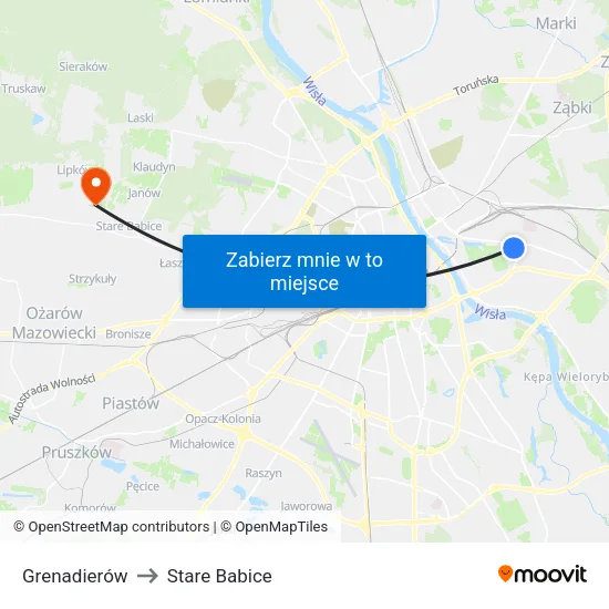 Grenadierów to Stare Babice map
