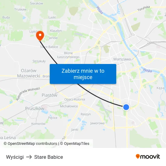 Wyścigi to Stare Babice map