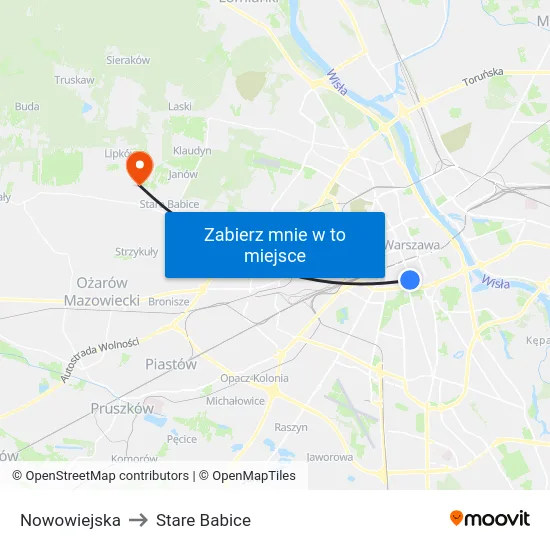 Nowowiejska to Stare Babice map