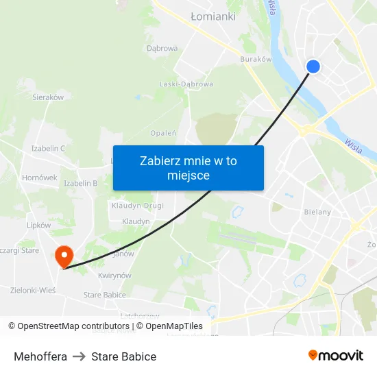 Mehoffera to Stare Babice map