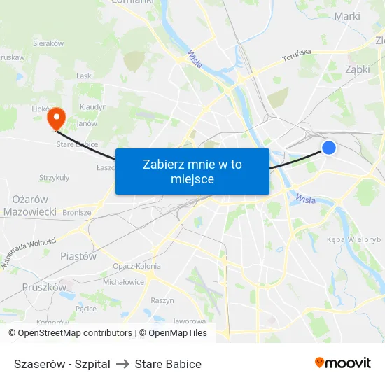 Szaserów - Szpital to Stare Babice map